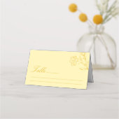 Modern Butter Yellow Floral Wedding Table プレイスカード (正面)