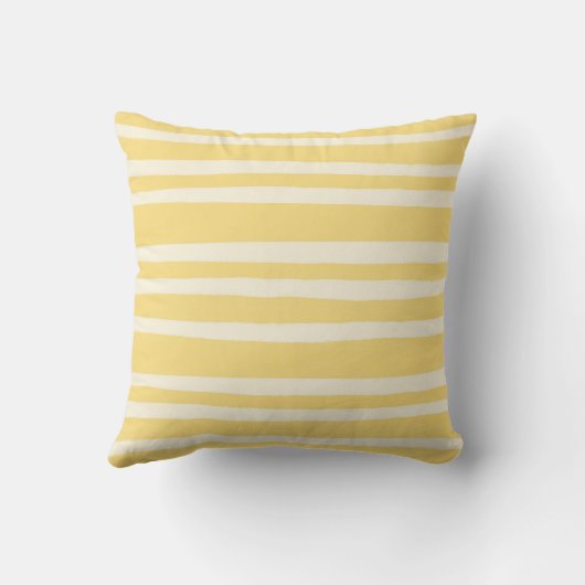 Modern Butter Yellow Striped Personalized Coastal クッション (裏面)