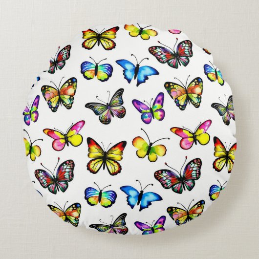 Modern Butterfly Pattern Round Pillow ラウンドクッション (正面)