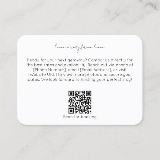 Modern Cabin Rental Property QR Code 名刺 (裏面)