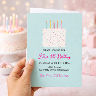 Modern Cake Birthday Invitation, Colorful Sprinkle 招待状