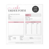 Modern Cake Cupcake Bakery Blush Pink Order Form ノートパッド (正面)