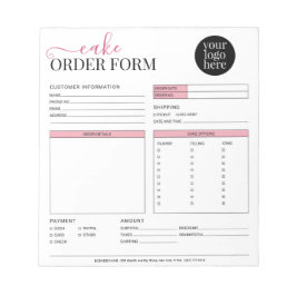 Modern Cake Cupcake Bakery Blush Pink Order Form ノートパッド