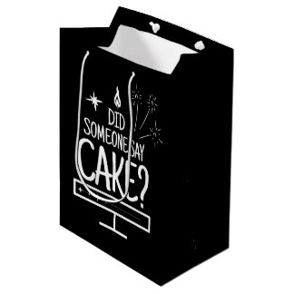 Modern Cake Quote Minimal Typography Black ミディアムペーパーバッグ