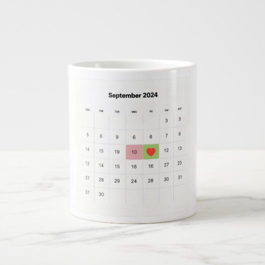 Modern Calendar Highlight Personalized Date Marker ジャンボコーヒーマグカップ (正面)