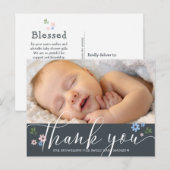 Modern Calligraphy Baby Shower Thank You Photo ポストカード (正面/裏面)