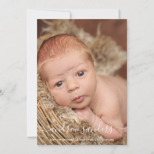 Modern Calligraphy Birth of a Baby Boy 案内状 (正面)