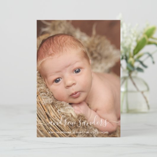 Modern Calligraphy Birth of a Baby Boy 案内状 (スタンド正面)