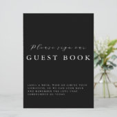Modern Calligraphy Black Wedding Guestbook Sign カード (スタンド正面)