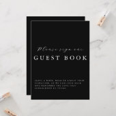 Modern Calligraphy Black Wedding Guestbook Sign カード (正面/裏面インサイチュ)