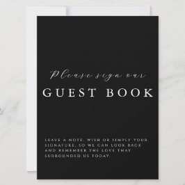 Modern Calligraphy Black Wedding Guestbook Sign カード