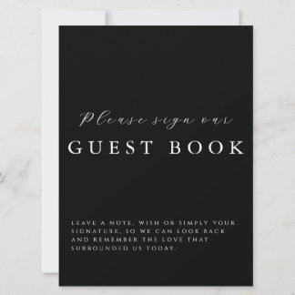 Modern Calligraphy Black Wedding Guestbook Sign カード