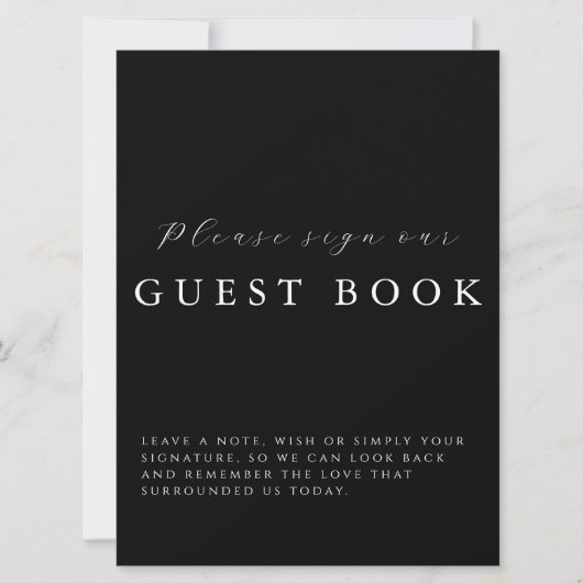 Modern Calligraphy Black Wedding Guestbook Sign カード (正面)