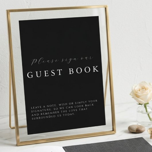 Modern Calligraphy Black Wedding Guestbook Sign カード