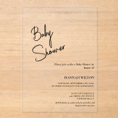 Modern Calligraphy Black & White  baby shower アクリル招待状 (正面)