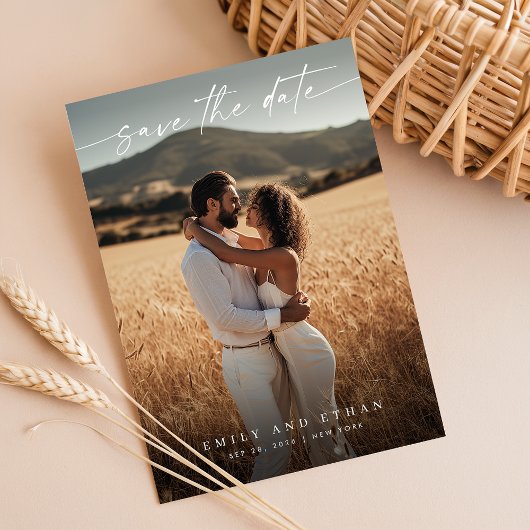 Modern Calligraphy Boho QR Code Photo セーブザデート