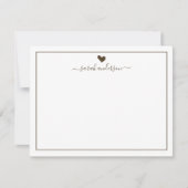 Modern Calligraphy Brown Heart Personalized ノートカード (正面)