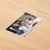 Modern Calligraphy Christmas Holiday Photo Frosted アクリル招待状 (レイダウン)