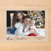 Modern Calligraphy Christmas Holiday Photo Frosted アクリル招待状 (正面)