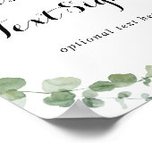 Modern Calligraphy Custom Text Eucalyptus Sign ポスター (角)