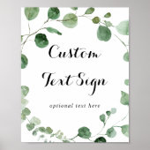 Modern Calligraphy Custom Text Eucalyptus Sign ポスター (正面)