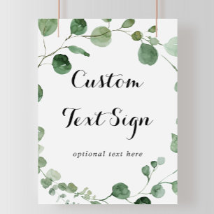 Modern Calligraphy Custom Text Eucalyptus Sign ポスター