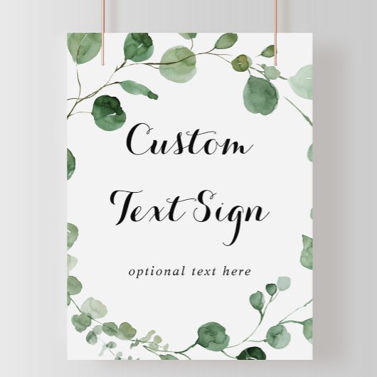 Modern Calligraphy Custom Text Eucalyptus Sign ポスター