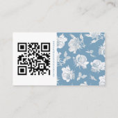 Modern Calligraphy Dusty Blue QR Info Wedding エンクロージャーカード (裏面)