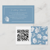 Modern Calligraphy Dusty Blue QR Info Wedding エンクロージャーカード (正面/裏面)