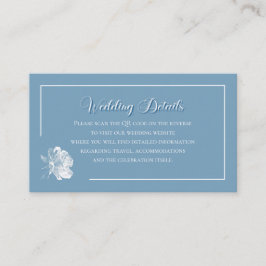 Modern Calligraphy Dusty Blue QR Info Wedding エンクロージャーカード