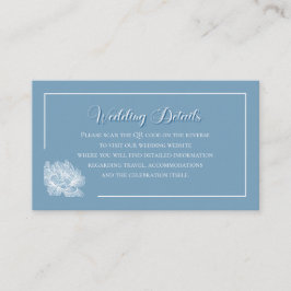 Modern Calligraphy Dusty Blue QR Info Wedding エンクロージャーカード