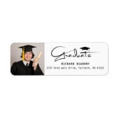 Modern Calligraphy Graduation Photo Return Address ラベル (正面)