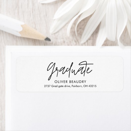Modern Calligraphy Graduation Return Address ラベル (インサイチュ)