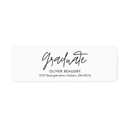 Modern Calligraphy Graduation Return Address ラベル (正面)