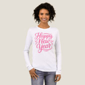 Modern Calligraphy Happy New Year in Pink トライブレンドTシャツ (正面全体)