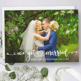 Modern Calligraphy Heart We Got Married Wedding 案内状