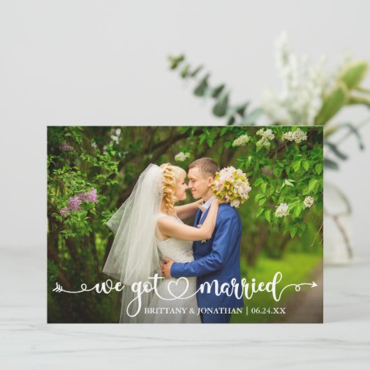 Modern Calligraphy Heart We Got Married Wedding 案内状 (スタンド正面)