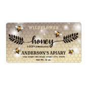 Modern calligraphy honey branch  jar label ラベル (正面)