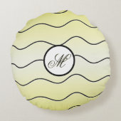 Modern Calligraphy Initial Butter Yellow Ombré ラウンドクッション (裏面)