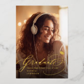 Modern Calligraphy Photo Graduation Announcement 箔招待状 (正面)