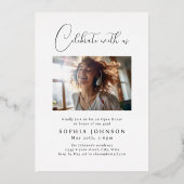 Modern Calligraphy Photo Graduation Announcement 箔招待状 (裏面)