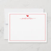 Modern Calligraphy Red Heart Personalized ノートカード (正面)