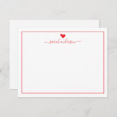 Modern Calligraphy Red Heart Personalized ノートカード (正面/裏面)