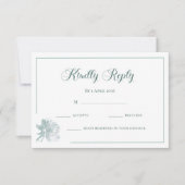 Modern Calligraphy Sage Green Floral Wedding RSVP  ノートカード (正面)