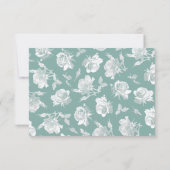 Modern Calligraphy Sage Green Floral Wedding RSVP ノートカード (裏面)