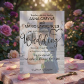 Modern Calligraphy Script 2 Photo Overlay Wedding 招待状