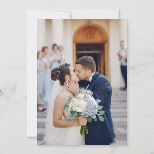 Modern Calligraphy Script 2 Photo Overlay Wedding 招待状 (裏面)