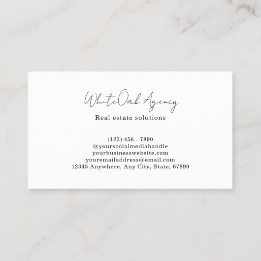 Modern Calligraphy Script Black and White Monogram 名刺 (裏面)