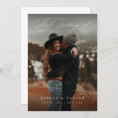 Modern Calligraphy Script Photo QR Code Wedding 招待状 (正面/裏面)