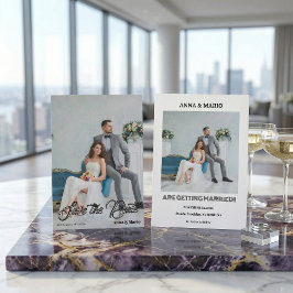 Modern Calligraphy Script Photo Wedding セーブザデート